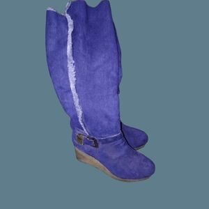 Women's Blue Suede Boots